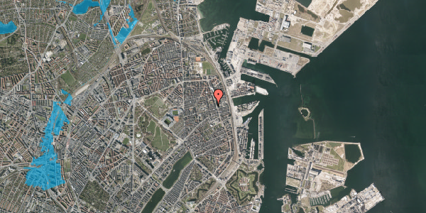 Oversvømmelsesrisiko fra vandløb på Horsensgade 9, st. tv, 2100 København Ø
