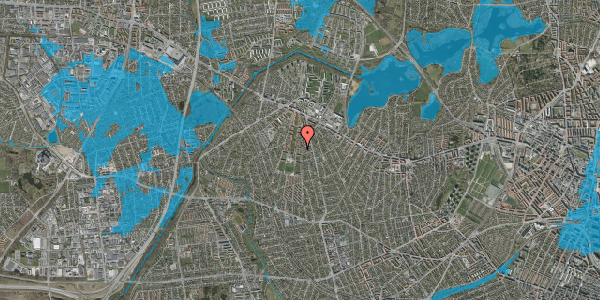 Oversvømmelsesrisiko fra vandløb på Husum Vænge 14, st. tv, 2700 Brønshøj