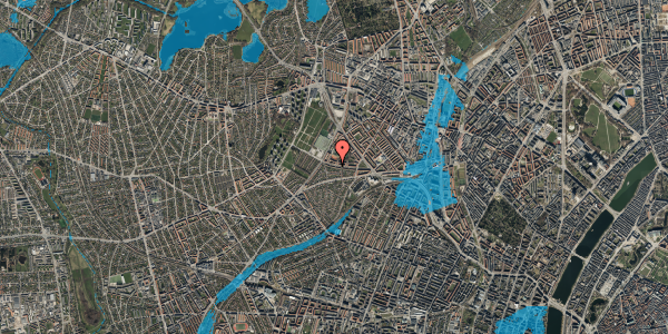 Oversvømmelsesrisiko fra vandløb på Hvidkildevej 99, 2400 København NV