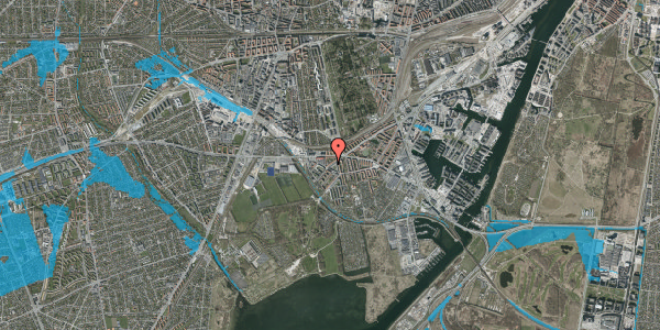 Oversvømmelsesrisiko fra vandløb på Händelsvej 28, 1. th, 2450 København SV