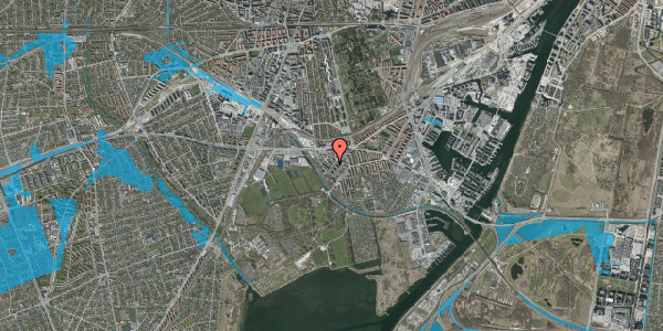 Oversvømmelsesrisiko fra vandløb på Händelsvej 54, st. tv, 2450 København SV