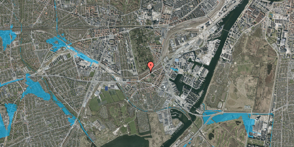 Oversvømmelsesrisiko fra vandløb på Hørdumsgade 55, 3. , 2450 København SV