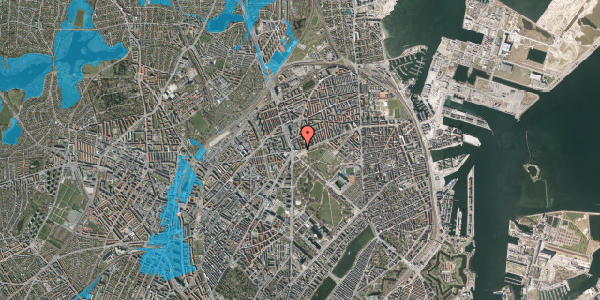 Oversvømmelsesrisiko fra vandløb på Jagtvej 177, 1. tv, 2100 København Ø