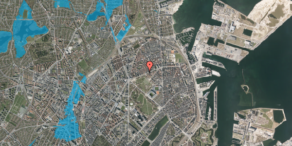 Oversvømmelsesrisiko fra vandløb på Jagtvej 197, 1. th, 2100 København Ø