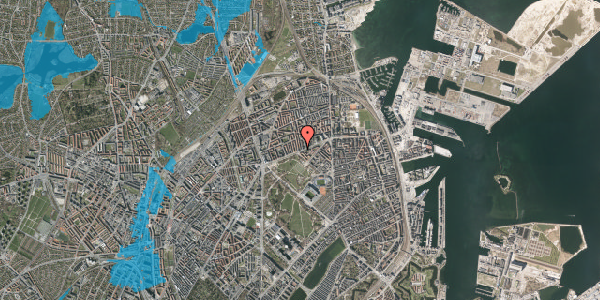 Oversvømmelsesrisiko fra vandløb på Jagtvej 199, st. 1, 2100 København Ø