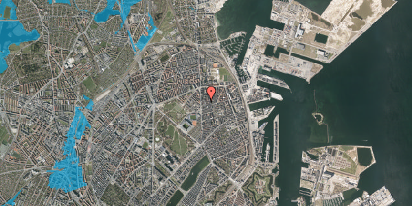 Oversvømmelsesrisiko fra vandløb på Jellingegade 5, 3. th, 2100 København Ø