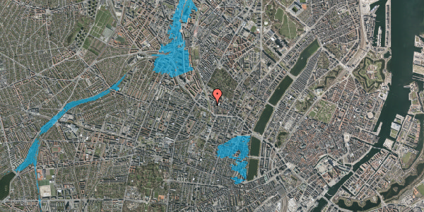 Oversvømmelsesrisiko fra vandløb på Jesper Brochmands Gade 15, 4. , 2200 København N