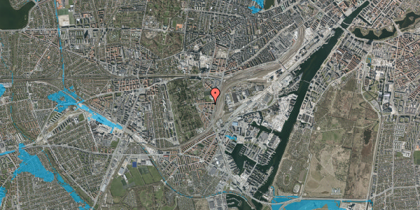 Oversvømmelsesrisiko fra vandløb på Johan Kellers Vej 2, 1. th, 2450 København SV