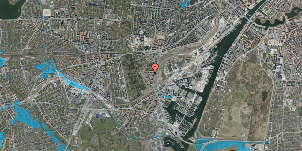 Oversvømmelsesrisiko fra vandløb på Johan Kellers Vej 12, 3. th, 2450 København SV