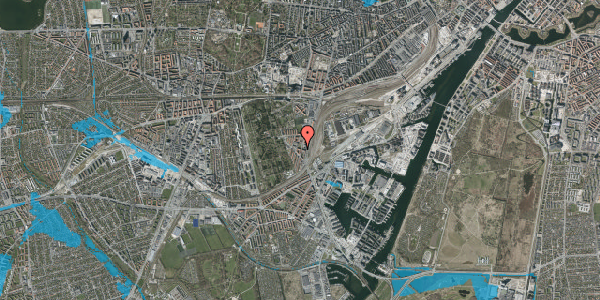 Oversvømmelsesrisiko fra vandløb på Johan Kellers Vej 14, 1. tv, 2450 København SV