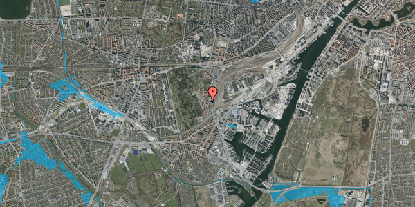 Oversvømmelsesrisiko fra vandløb på Johan Kellers Vej 18, 3. th, 2450 København SV