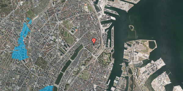 Oversvømmelsesrisiko fra vandløb på Kastelsvej 9, 1. 3, 2100 København Ø