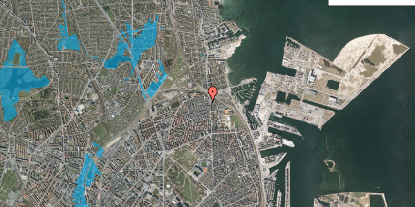 Oversvømmelsesrisiko fra vandløb på Kildevældsgade 5, 2100 København Ø