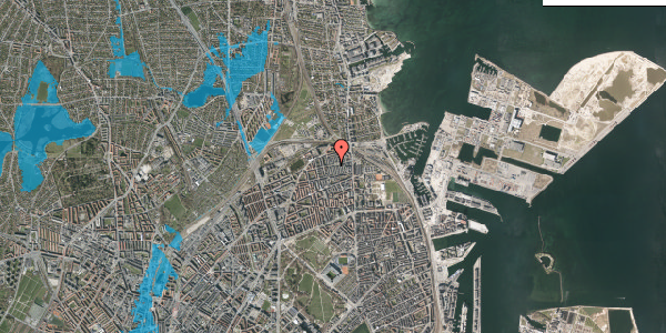 Oversvømmelsesrisiko fra vandløb på Kildevældsgade 49, 2100 København Ø