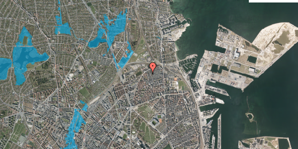 Oversvømmelsesrisiko fra vandløb på Kildevældsgade 64, 2. th, 2100 København Ø