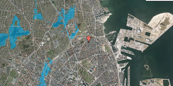 Oversvømmelsesrisiko fra vandløb på Kildevældsgade 72, kl. , 2100 København Ø