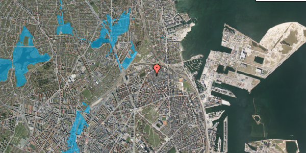 Oversvømmelsesrisiko fra vandløb på Kildevældsgade 73, 3. th, 2100 København Ø