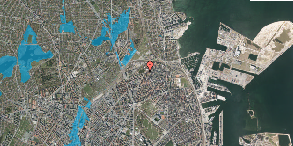 Oversvømmelsesrisiko fra vandløb på Kildevældsgade 80, st. th, 2100 København Ø