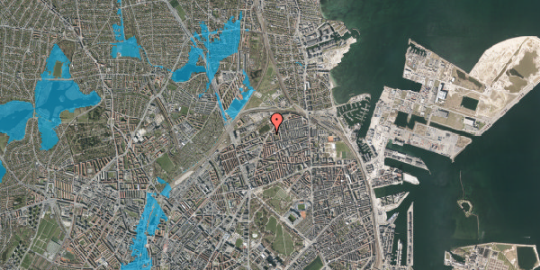 Oversvømmelsesrisiko fra vandløb på Kildevældsgade 87, 1. tv, 2100 København Ø