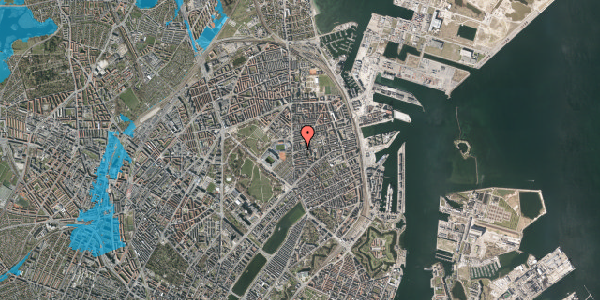 Oversvømmelsesrisiko fra vandløb på Kirsteinsgade 2, 4. tv, 2100 København Ø