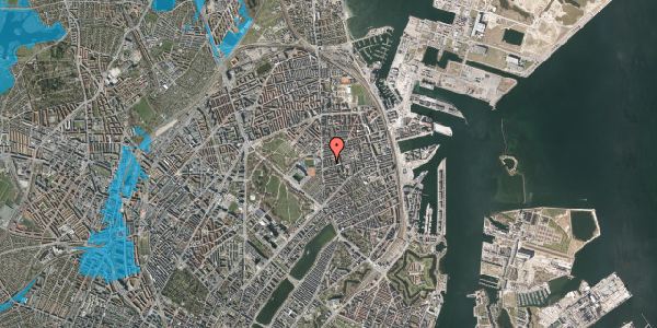 Oversvømmelsesrisiko fra vandløb på Kirsteinsgade 5, st. tv, 2100 København Ø