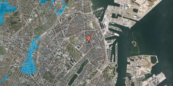 Oversvømmelsesrisiko fra vandløb på Kirsteinsgade 9, 5. , 2100 København Ø