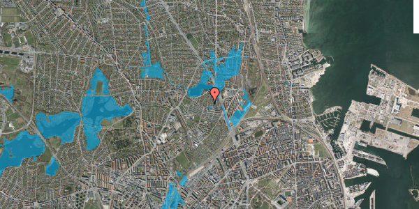 Oversvømmelsesrisiko fra vandløb på Klosterrisvej 8, 2100 København Ø