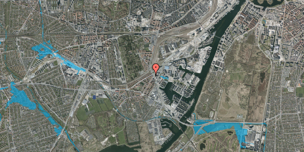 Oversvømmelsesrisiko fra vandløb på P. Knudsens Gade 1, 2. th, 2450 København SV