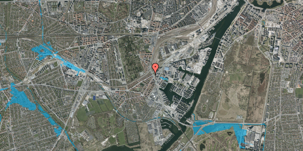 Oversvømmelsesrisiko fra vandløb på P. Knudsens Gade 2, kl. tv, 2450 København SV