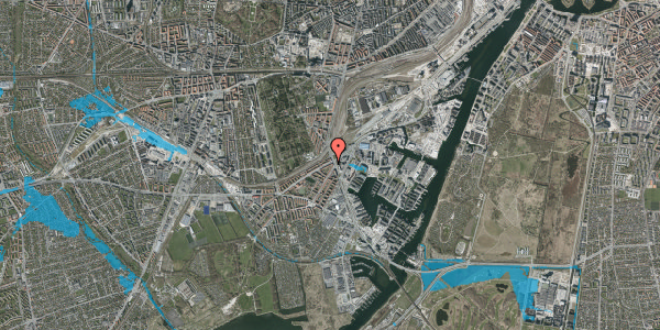 Oversvømmelsesrisiko fra vandløb på P. Knudsens Gade 5, st. tv, 2450 København SV