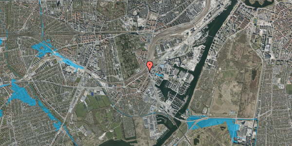 Oversvømmelsesrisiko fra vandløb på P. Knudsens Gade 8, 1. tv, 2450 København SV
