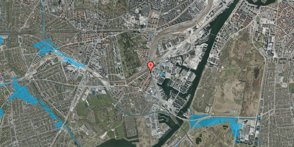 Oversvømmelsesrisiko fra vandløb på P. Knudsens Gade 13, 1. tv, 2450 København SV