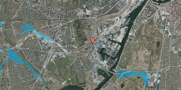 Oversvømmelsesrisiko fra vandløb på P. Knudsens Gade 15, 2. tv, 2450 København SV