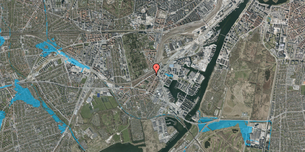Oversvømmelsesrisiko fra vandløb på P. Knudsens Gade 19, st. tv, 2450 København SV