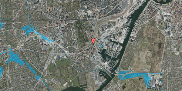 Oversvømmelsesrisiko fra vandløb på P. Knudsens Gade 20, st. tv, 2450 København SV