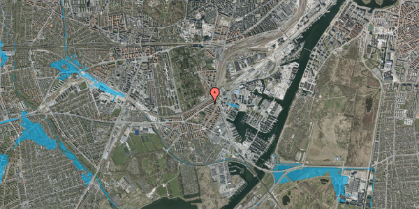 Oversvømmelsesrisiko fra vandløb på P. Knudsens Gade 22, st. tv, 2450 København SV