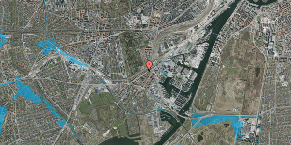 Oversvømmelsesrisiko fra vandløb på P. Knudsens Gade 24, 1. th, 2450 København SV