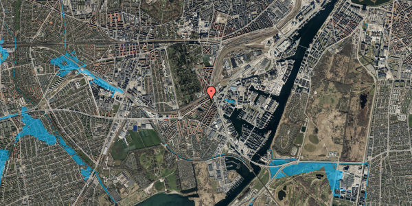 Oversvømmelsesrisiko fra vandløb på P. Knudsens Gade 25, st. th, 2450 København SV
