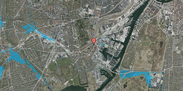 Oversvømmelsesrisiko fra vandløb på P. Knudsens Gade 25, 1. th, 2450 København SV