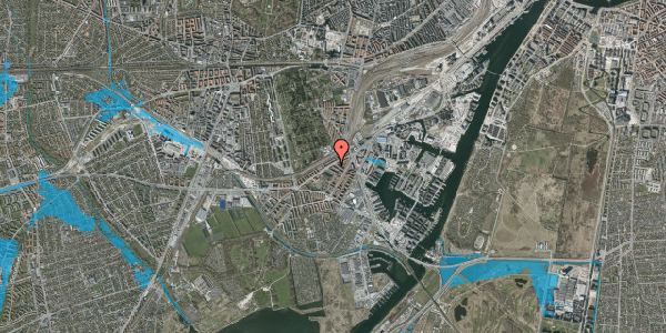 Oversvømmelsesrisiko fra vandløb på P. Knudsens Gade 27, 1. tv, 2450 København SV