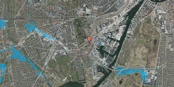 Oversvømmelsesrisiko fra vandløb på P. Knudsens Gade 34, 1. th, 2450 København SV
