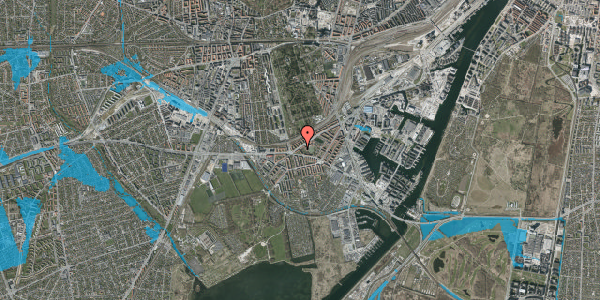 Oversvømmelsesrisiko fra vandløb på P. Knudsens Gade 41, st. tv, 2450 København SV