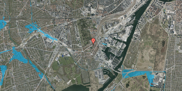 Oversvømmelsesrisiko fra vandløb på P. Knudsens Gade 42, 2. th, 2450 København SV