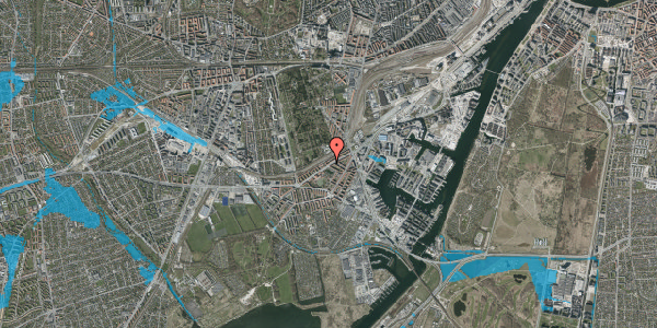 Oversvømmelsesrisiko fra vandløb på P. Knudsens Gade 42, 2. tv, 2450 København SV
