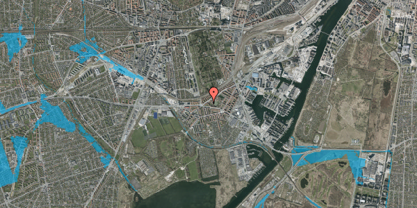 Oversvømmelsesrisiko fra vandløb på P. Knudsens Gade 43, st. th, 2450 København SV