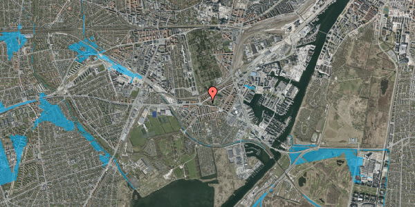 Oversvømmelsesrisiko fra vandløb på P. Knudsens Gade 45, st. th, 2450 København SV