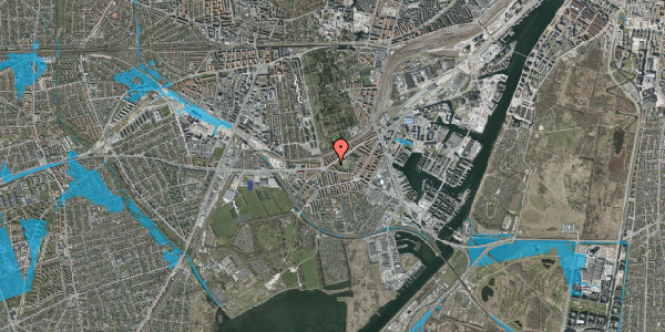 Oversvømmelsesrisiko fra vandløb på P. Knudsens Gade 49, 1. mf, 2450 København SV