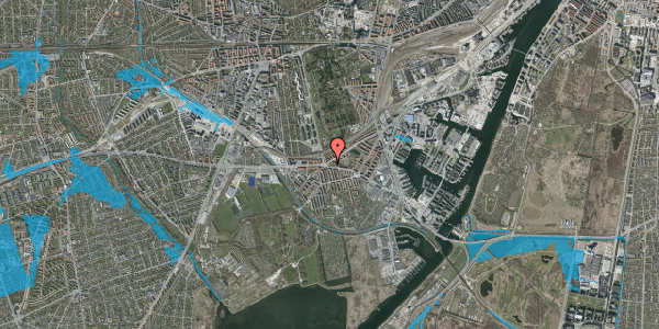 Oversvømmelsesrisiko fra vandløb på P. Knudsens Gade 55, st. mf, 2450 København SV