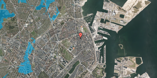 Oversvømmelsesrisiko fra vandløb på Koldinggade 13, 3. th, 2100 København Ø