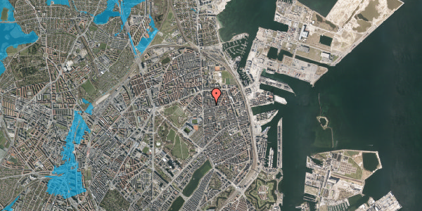 Oversvømmelsesrisiko fra vandløb på Koldinggade 16, 3. tv, 2100 København Ø
